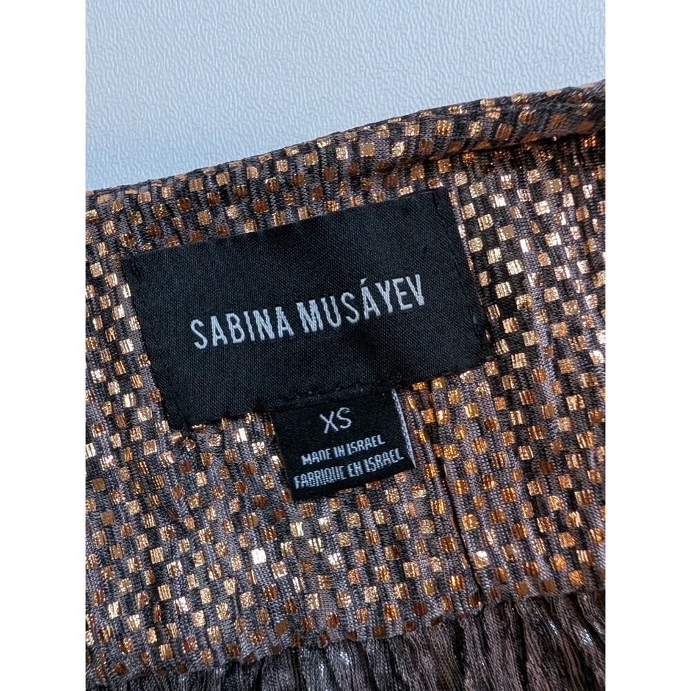 Sabina Musayev Gold Metallic Jumpsuit Size Xs No Belt - Picture 9 of 11